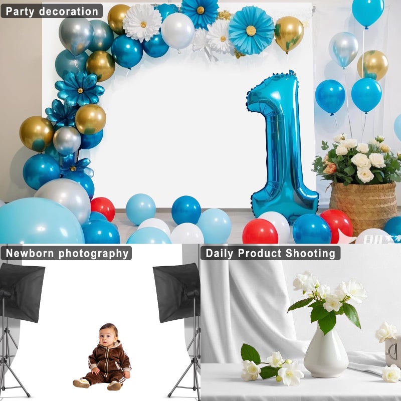 LYLYCTY White Backdrop for Photoshoot, Professional Photo Backdrop Background Curtain for Product Photographyï¼ŒPortraits, Wedding, Party, Live Streaming Video Recording 5X7 FT (Background Only) - Image 5